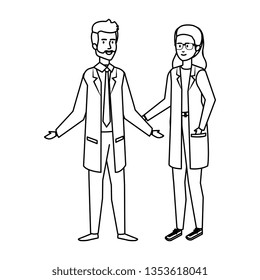 couple of professionals doctors avatars characters