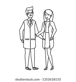 couple of professionals doctors avatars characters