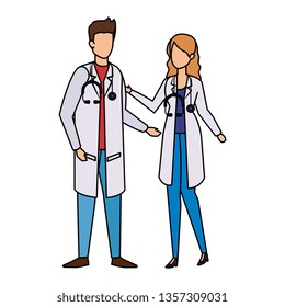 couple of professionals doctors avatars characters