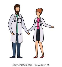 couple of professionals doctors avatars characters