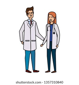 couple of professionals doctors avatars characters