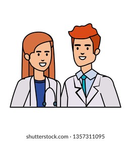 couple of professionals doctors avatars characters