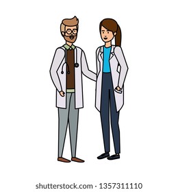 couple of professionals doctors avatars characters