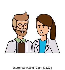 couple of professionals doctors avatars characters