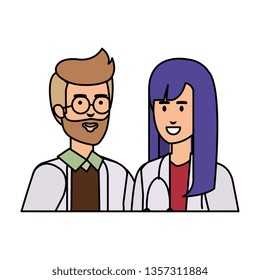couple of professionals doctors avatars characters