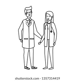 couple of professionals doctors avatars characters