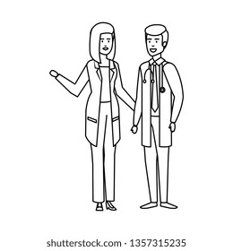 couple of professionals doctors avatars characters