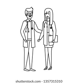 couple of professionals doctors avatars characters