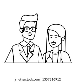 couple of professionals doctors avatars characters