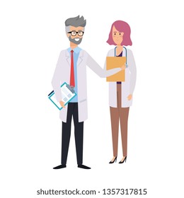 couple of professionals doctors avatars characters