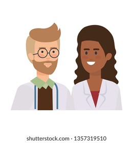 couple of professionals doctors avatars characters