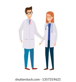 couple of professionals doctors avatars characters