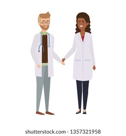 couple of professionals doctors avatars characters