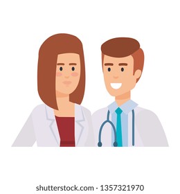 couple of professionals doctors avatars characters