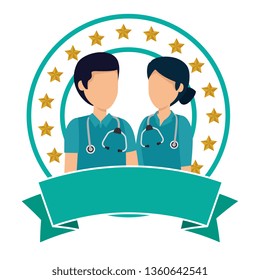 couple of professionals doctors avatars characters