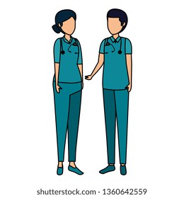 couple of professionals doctors avatars characters