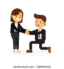 couple in proposing pose for Happy Valentine's Day