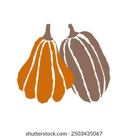 A couple of pumpkins showing autumn colors in a cozy harvest setting