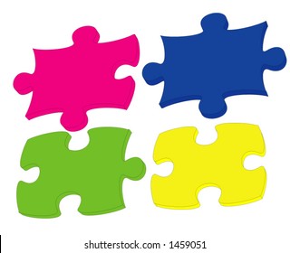 couple of puzzle pieces over a white background