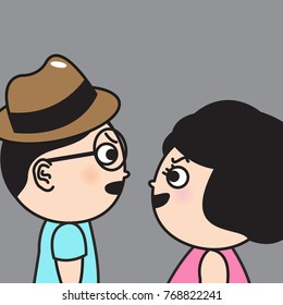 Couple In Quarrel Concept Card Character illustration