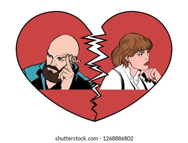 Couple in quarrel Original Vector Illustration Comic Book Style