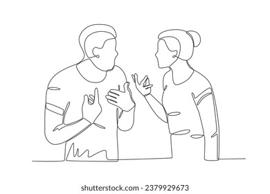 A couple quarrels arguments. Relationship problem one-line drawing