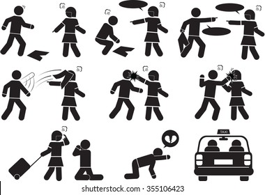 couple of quarrels icon set