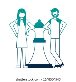 couple with queen chess piece isolated icon