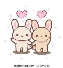 Couple of rabbits in love (vector)