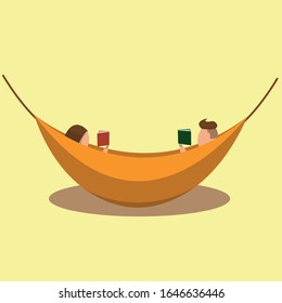 couple read books on hammock