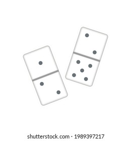 Couple of realistic white dominoes pieces isolated on white
