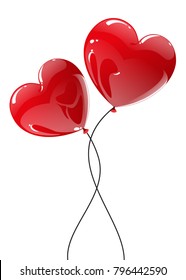 Couple of Red Balloons In Heart Shape