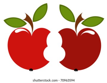 Couple of red bitten apples - love concept. Vector illustration
