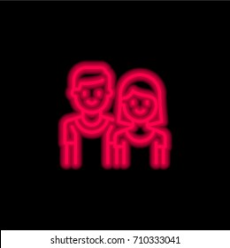 Couple red glowing neon ui ux icon. Glowing sign logo vector
