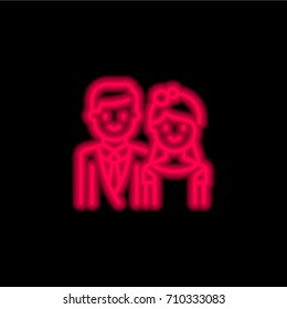 Couple red glowing neon ui ux icon. Glowing sign logo vector