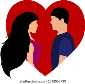 couple in red heart isolated