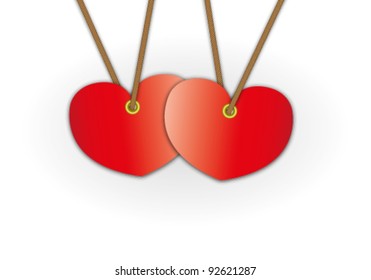 Couple red heart pattern advertise for label price tag and bundle keys.