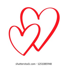 Double Red Vector Hearts Retro Styled Stock Vector (Royalty Free ...