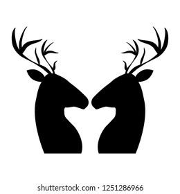 couple reindeer profile silhouette
