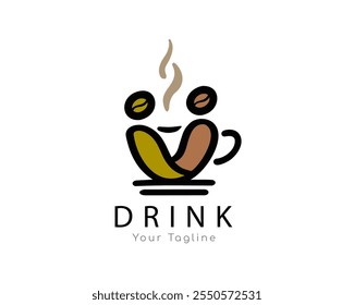 Couple relation business network drink cafe coffee logo design template illustration inspiration