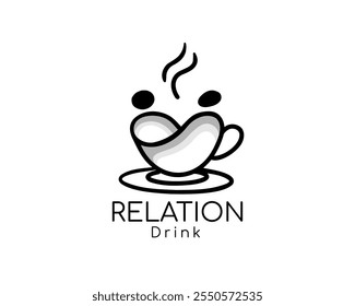 Couple relation business network drink cafe logo design template illustration inspiration