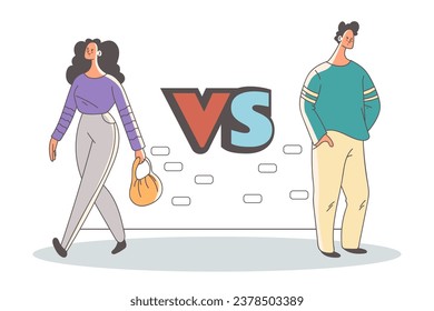 Couple relationship divorce man woman depressed concept. Vector flat graphic design illustration