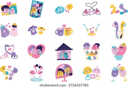 Couple And Relationship Illustrations Vector Illustration. Illustration symbol design template for web mobile UI element.