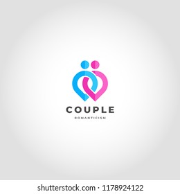 Couple is a relationship logo linked human point concept