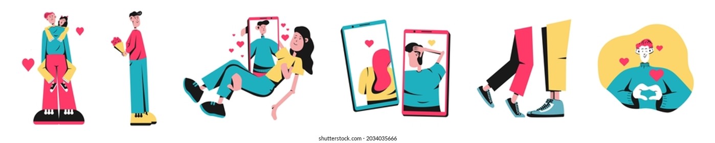 Couple relationship love story with flat design style