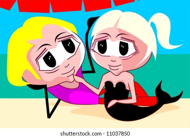 couple relaxing in a beach	