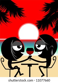 couple relaxing in a beach	