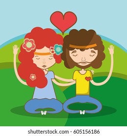couple relaxing and meditation icon