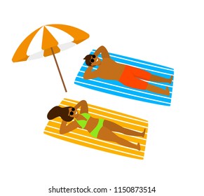 couple relaxing on the beach on summer vacatios isolated vector graphic