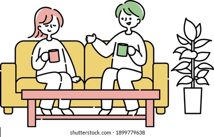 A couple relaxing on the sofa